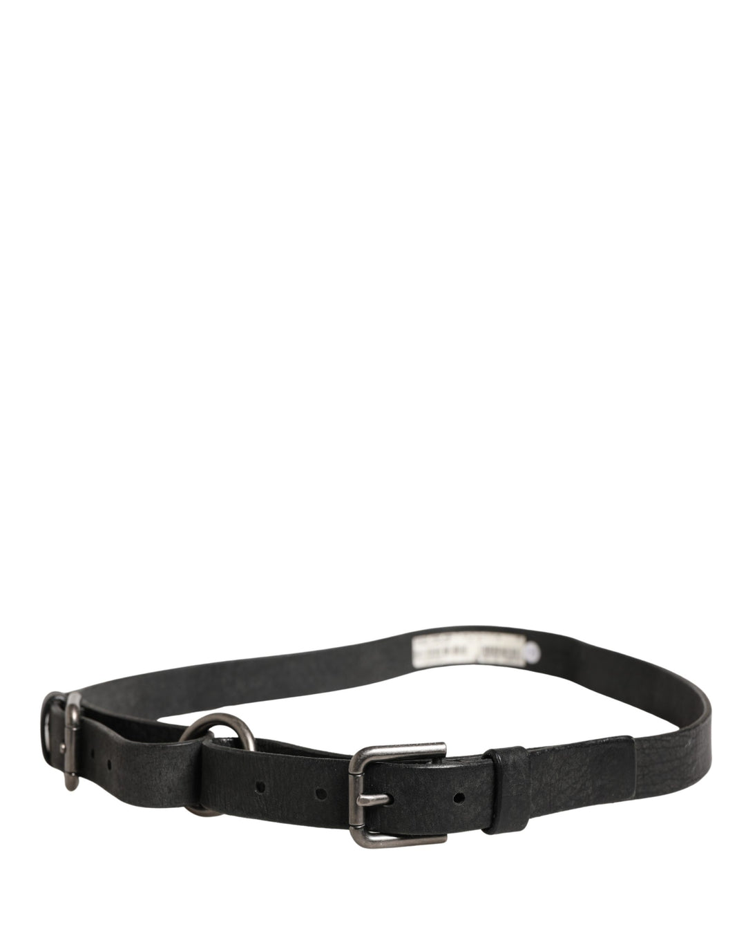 Dolce &amp; Gabbana Men Black Calfskin Leather Metal Buckle Belt