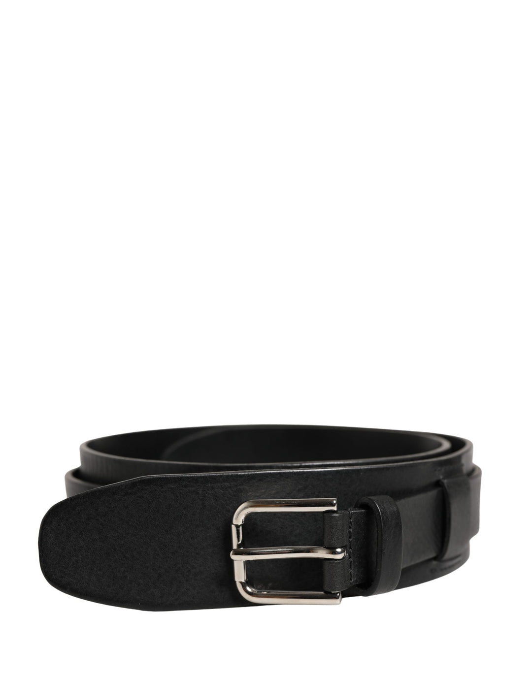 Dolce &amp; Gabbana Men Black Classic Leather Metal Buckle Belt