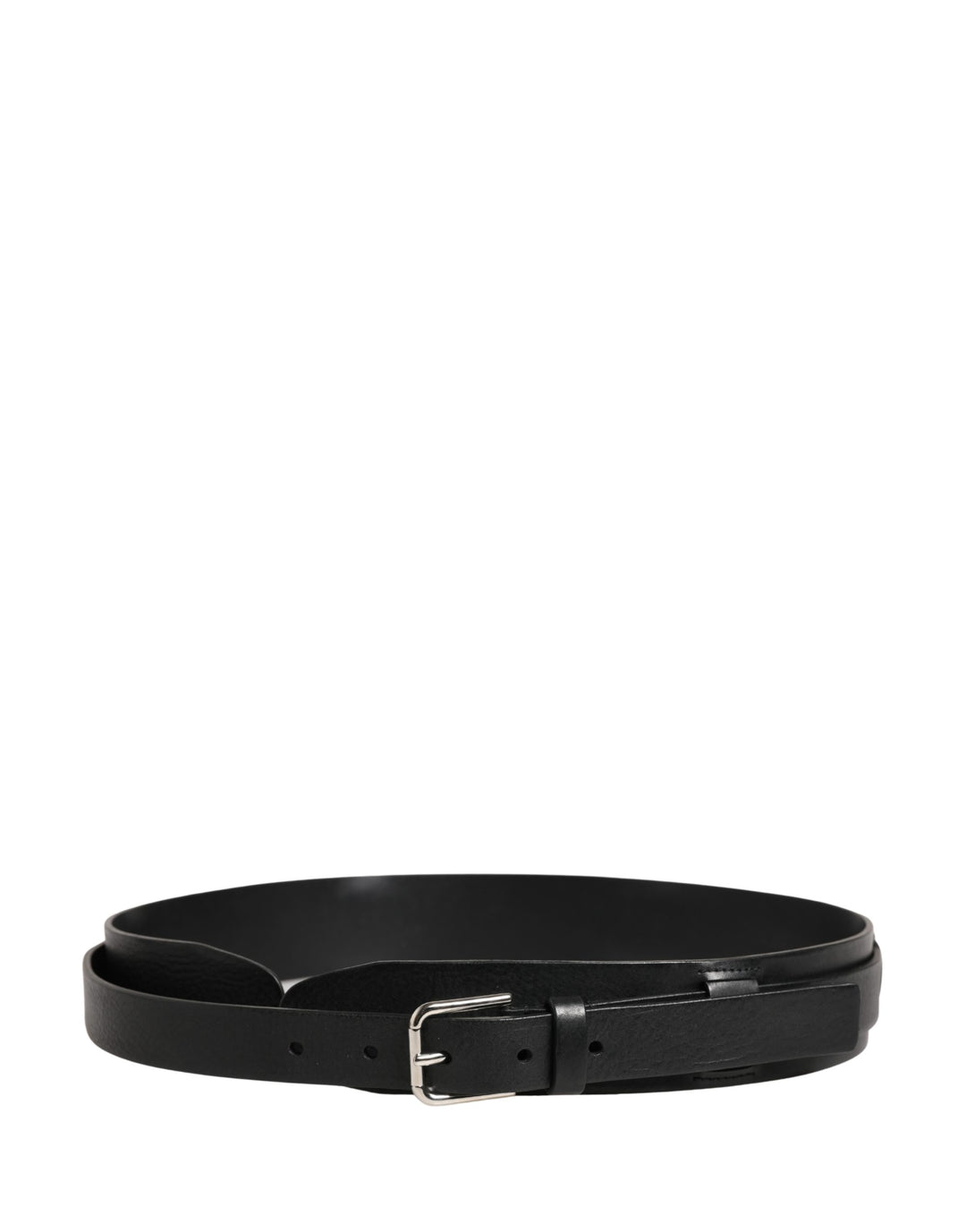 Dolce &amp; Gabbana Men Black Classic Leather Metal Buckle Belt