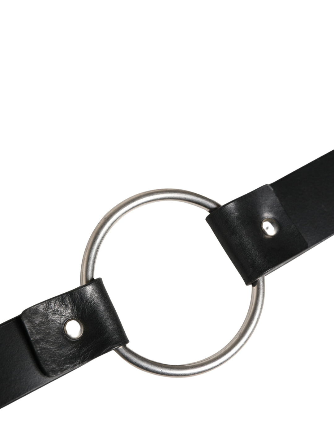 Dolce &amp; Gabbana Black Double Strap Leather Silver Buckle Belt