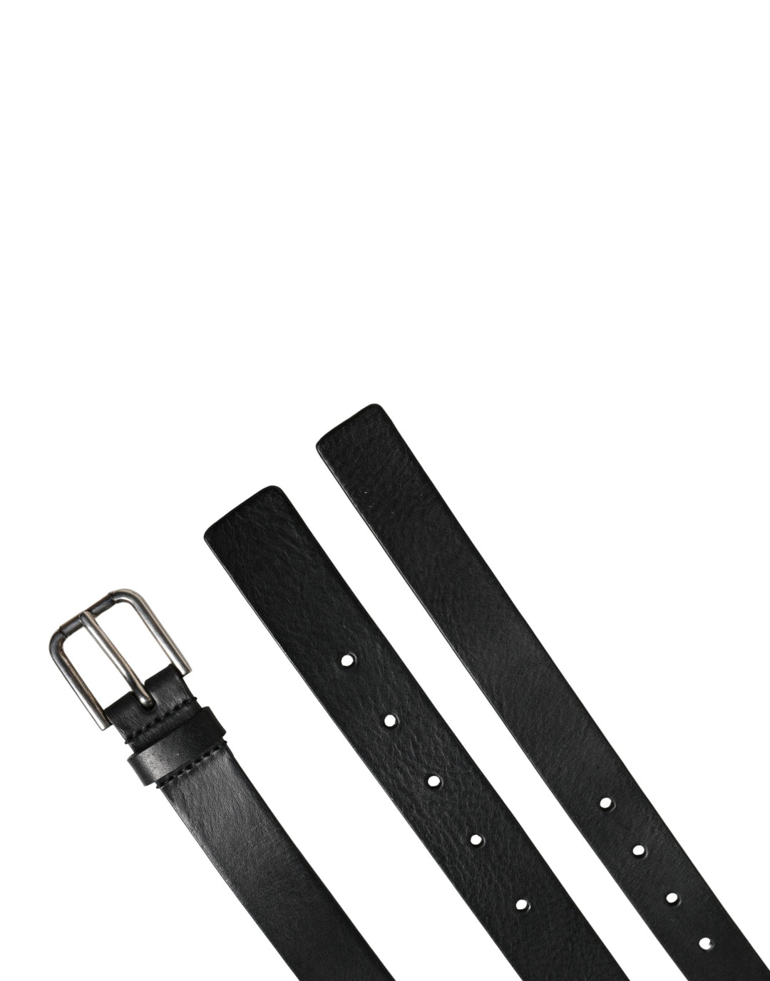 Dolce &amp; Gabbana Black Double Strap Leather Silver Buckle Belt
