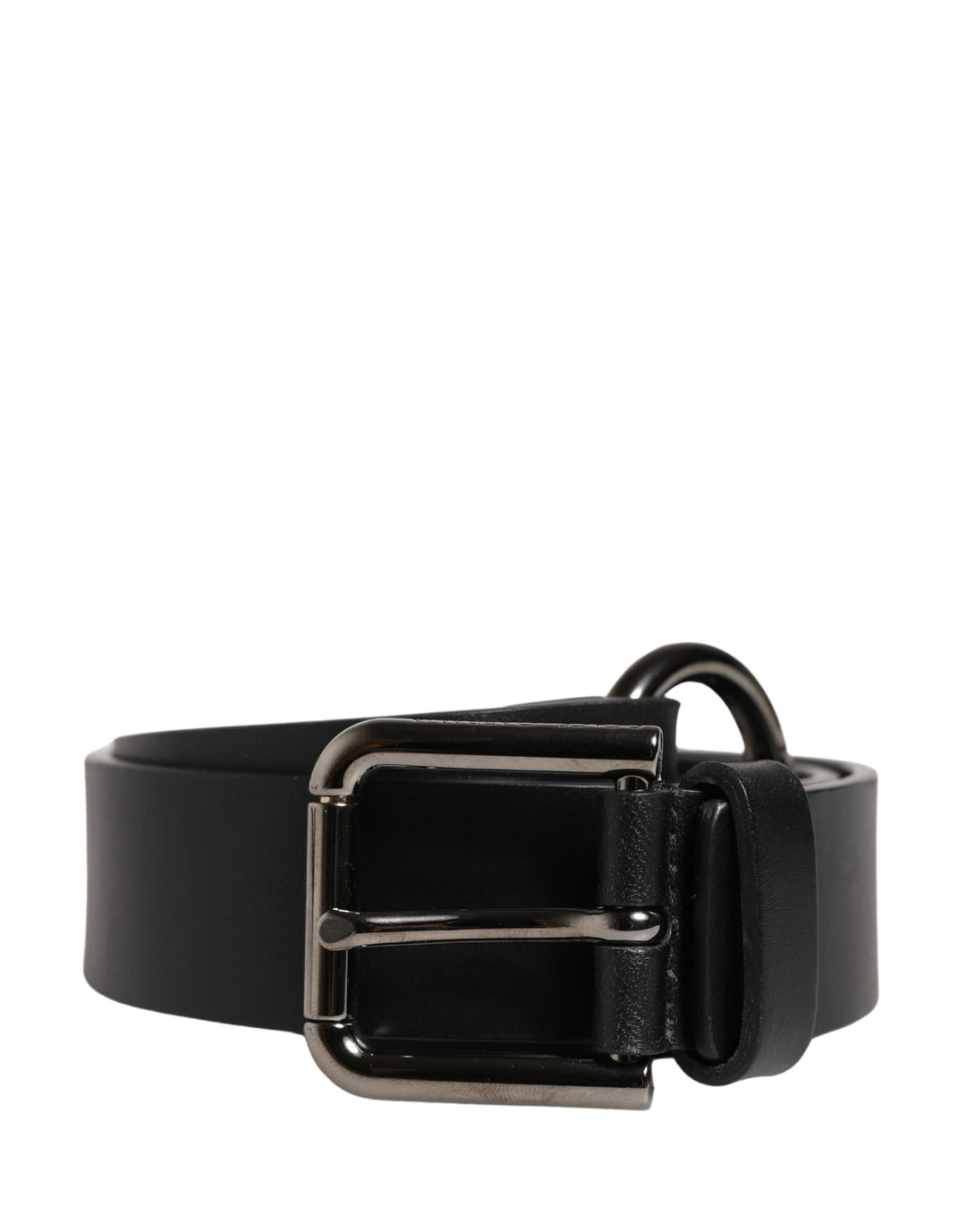 Dolce &amp; Gabbana Men Black Calfskin Leather Metal Buckle Belt