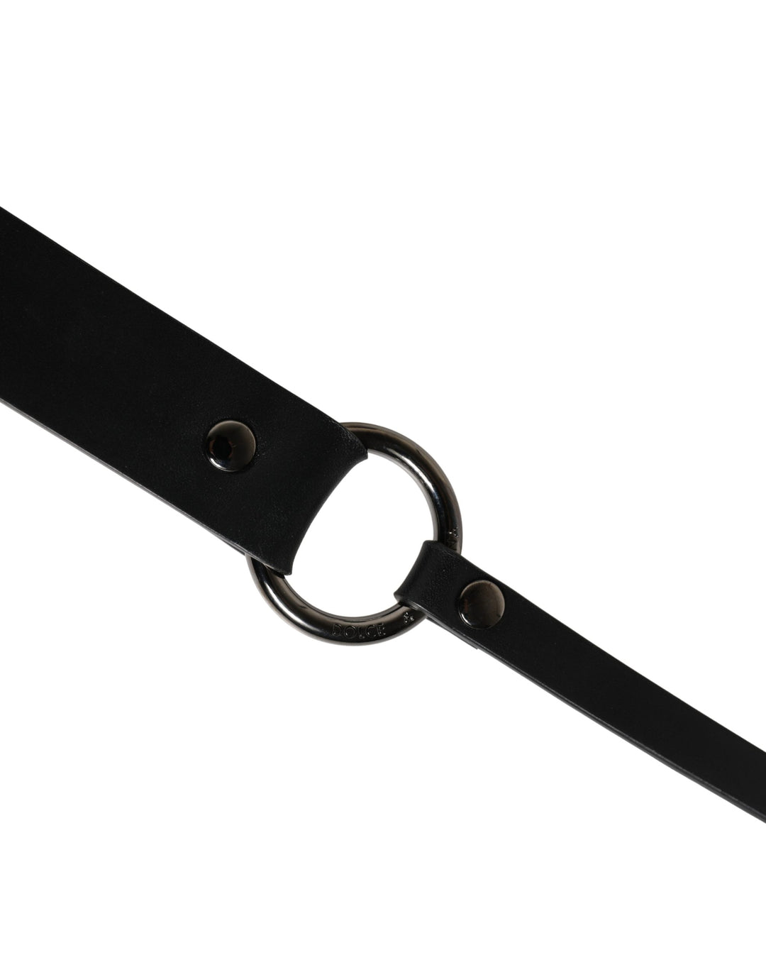 Dolce &amp; Gabbana Men Black Calfskin Leather Metal Buckle Belt