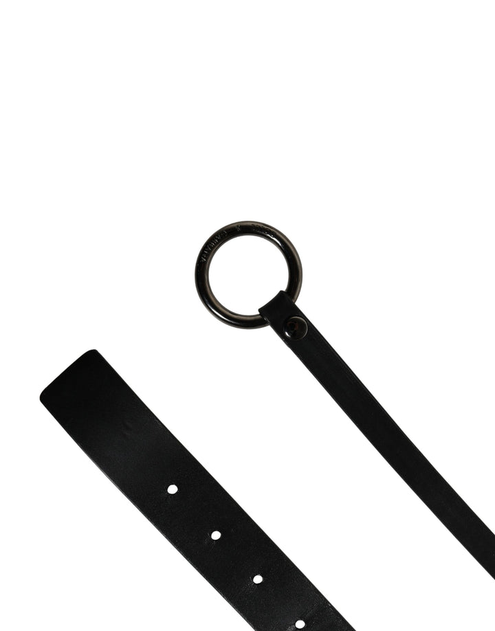 Dolce &amp; Gabbana Men Black Calfskin Leather Metal Buckle Belt