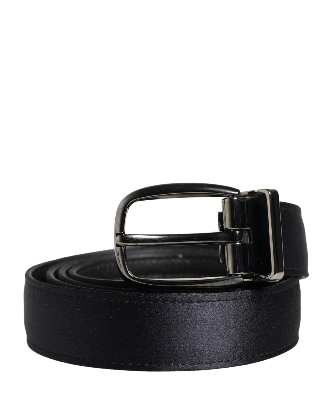 Dolce &amp; Gabbana Men Black Classic Viscose Metal Buckle Belt