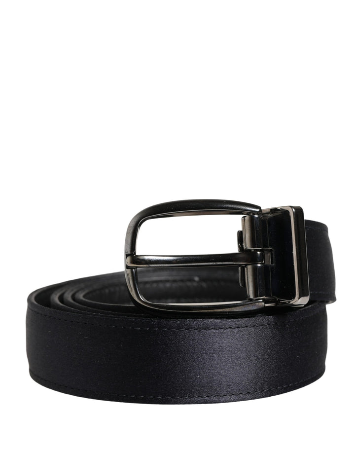 Dolce &amp; Gabbana Men Black Classic Viscose Metal Buckle Belt
