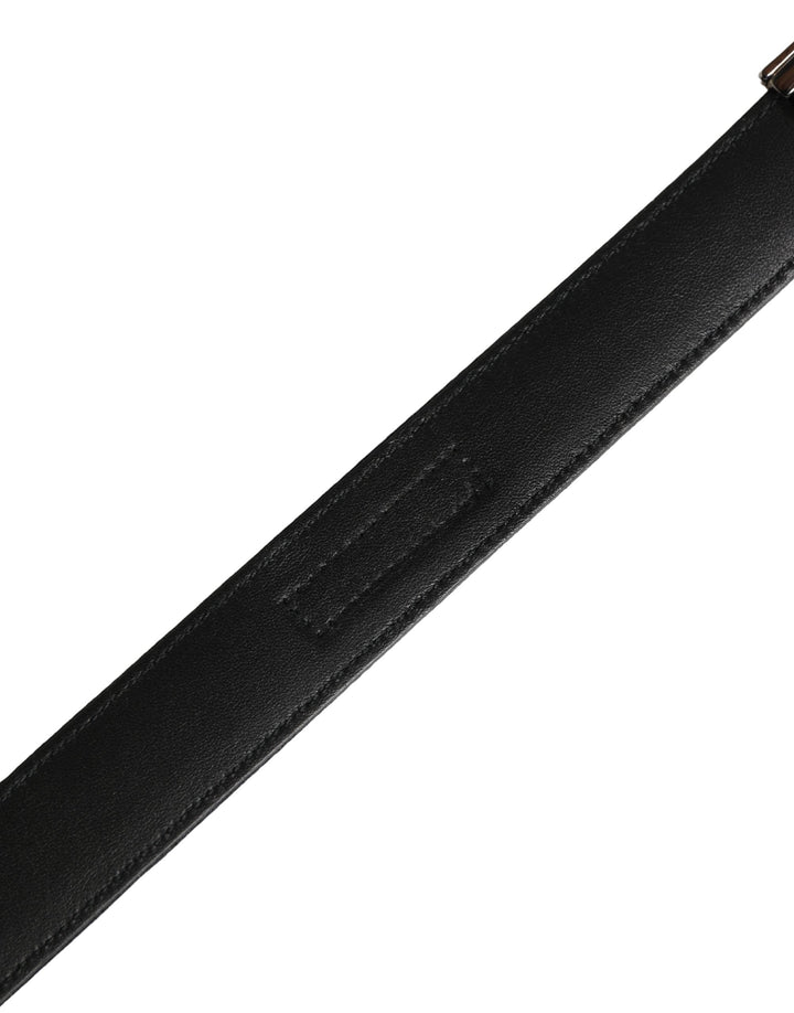 Dolce &amp; Gabbana Men Black Classic Viscose Metal Buckle Belt