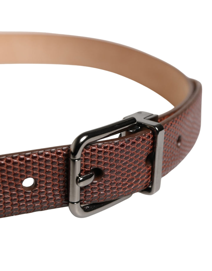 Dolce &amp; Gabbana Men Brown Goatskin Leather Metal Buckle Belt