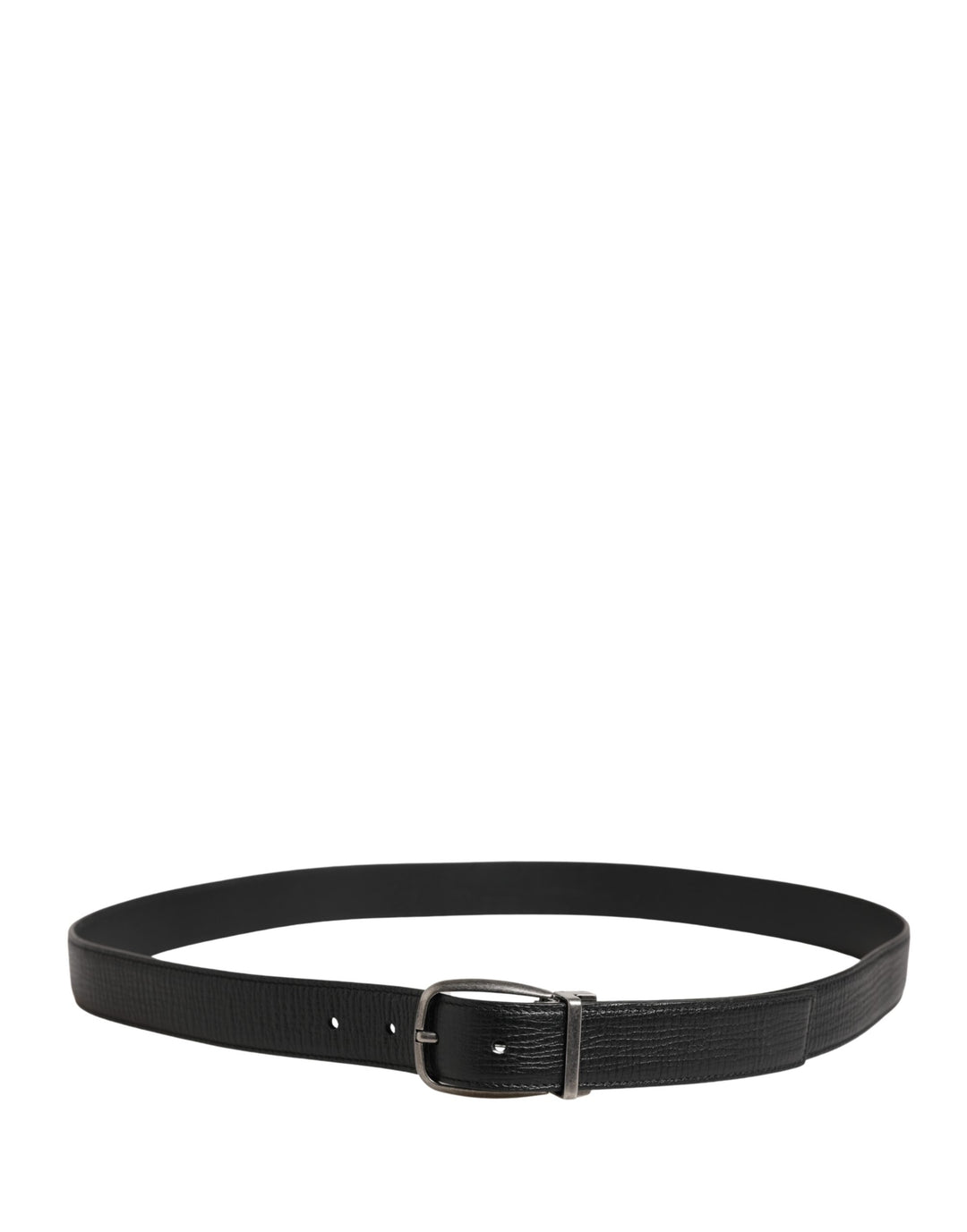 Dolce &amp; Gabbana Men Black Classic Leather Metal Buckle Belt
