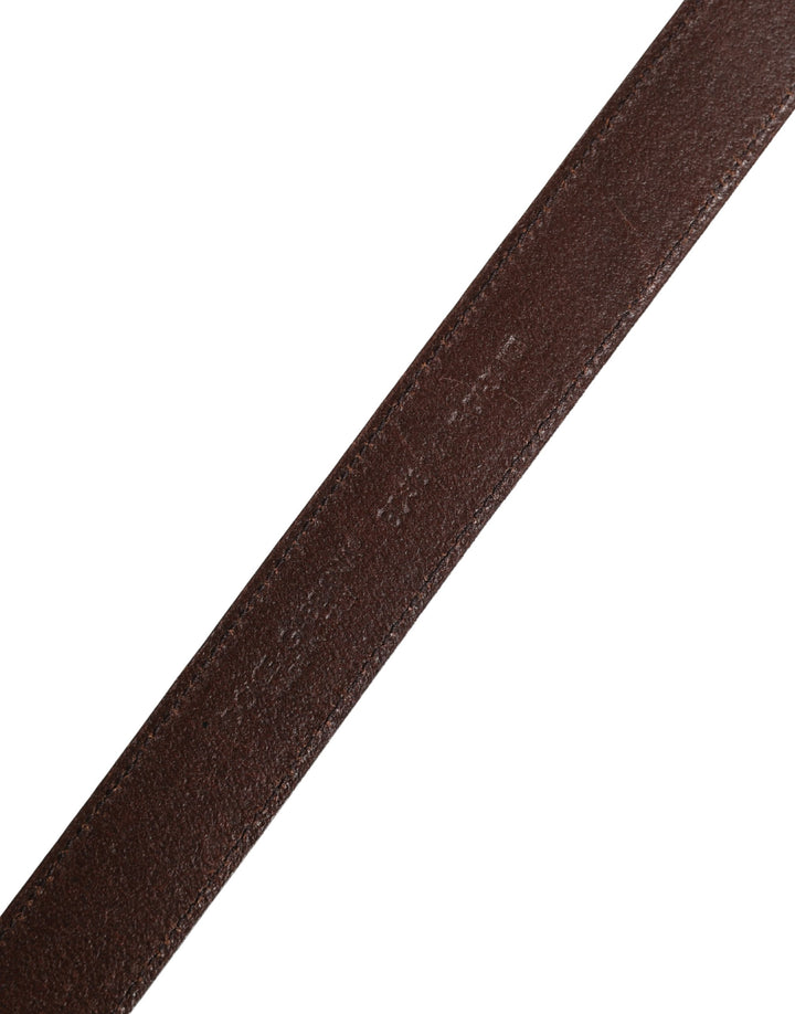 Dolce &amp; Gabbana Men Brown Classic Leather Metal Buckle Belt