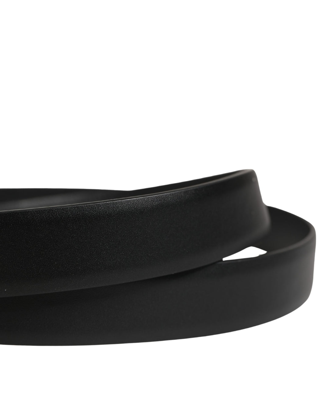 Dolce &amp; Gabbana Men Black Classic Leather Metal Buckle Belt