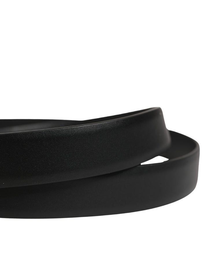Dolce &amp; Gabbana Men Black Classic Leather Metal Buckle Belt