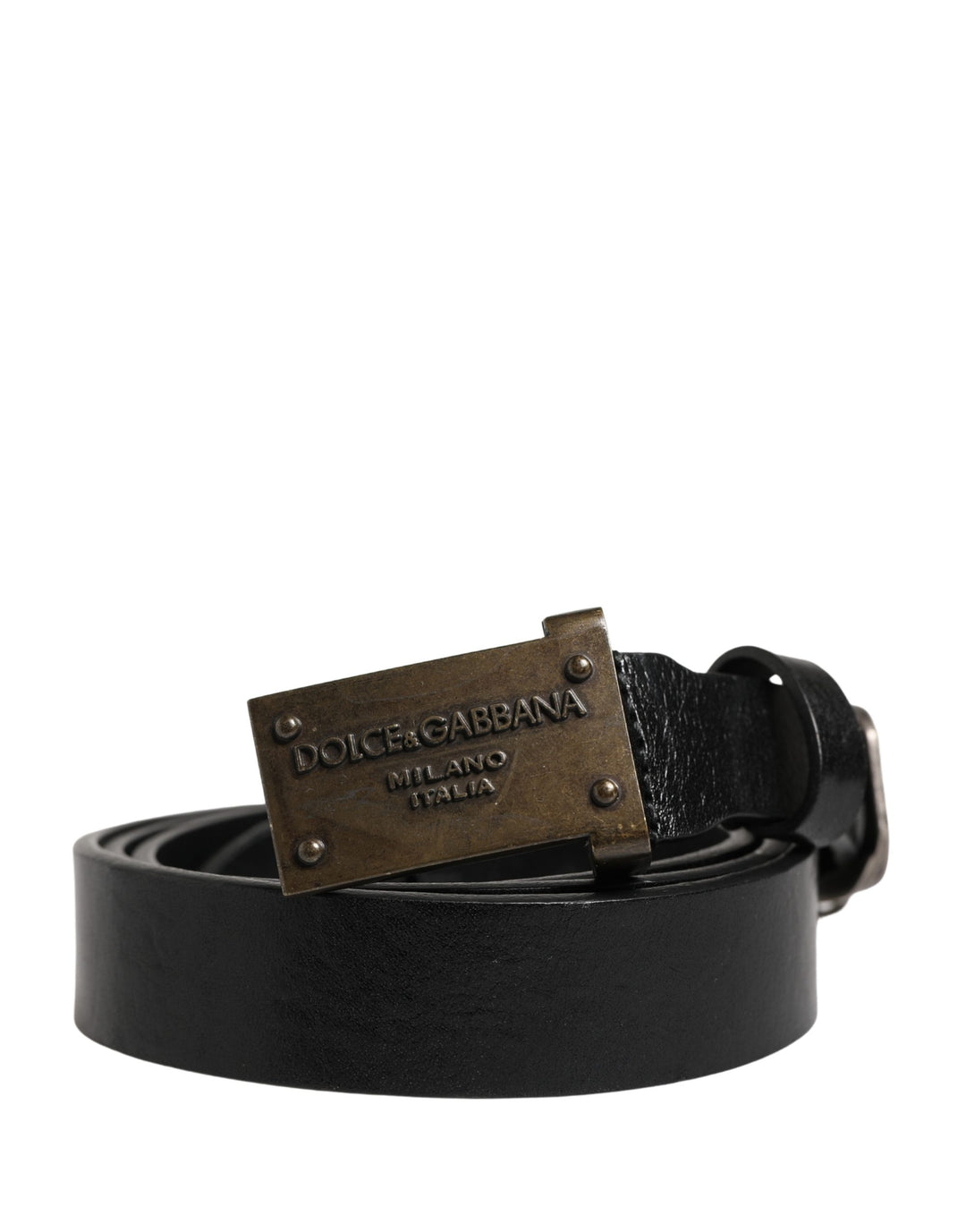 Dolce &amp; Gabbana Men Black Classic Leather Logo Buckle Belt