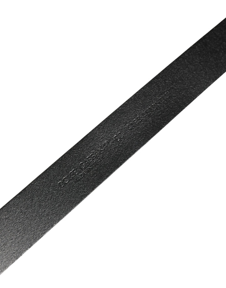 Dolce &amp; Gabbana Men Black Classic Leather Logo Buckle Belt