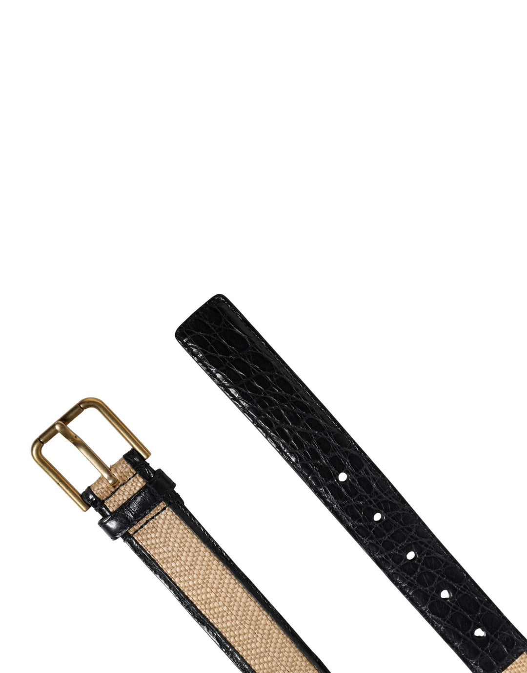 Dolce &amp; Gabbana Men Beige Braided Leather Metal Buckle Belt