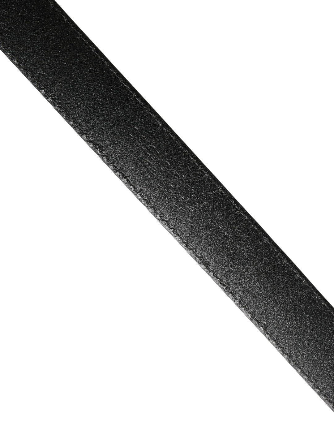 Dolce &amp; Gabbana Men Black Calf Leather Logo Metal Buckle Belt