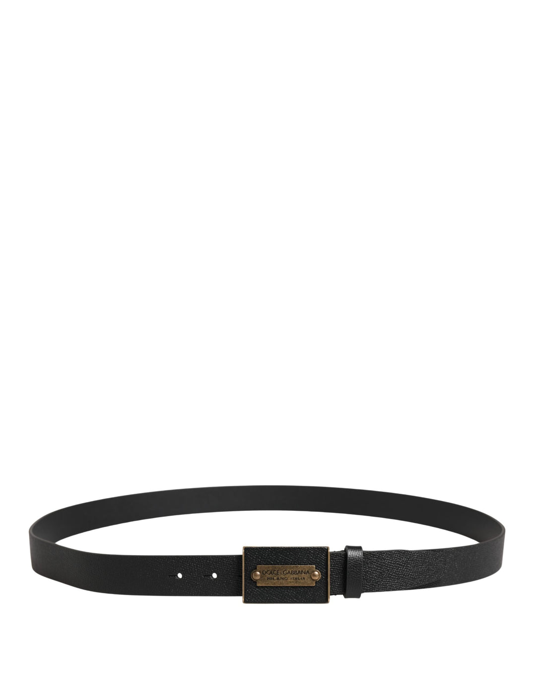 Dolce &amp; Gabbana Men Black Calf Leather Metal Buckle Belt