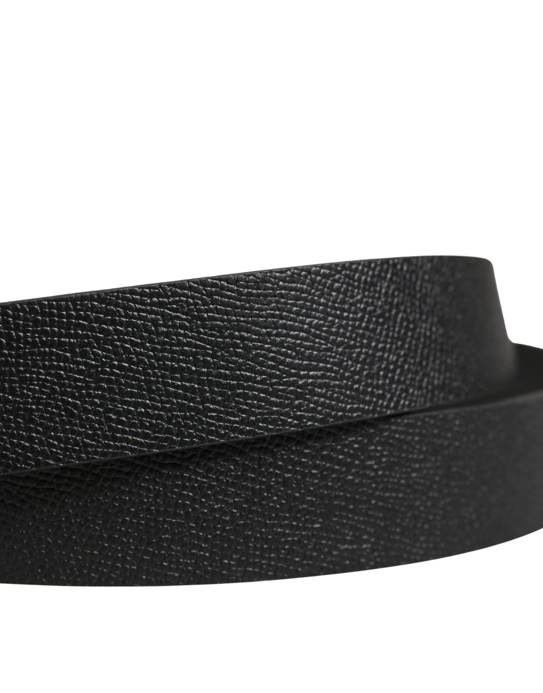 Dolce &amp; Gabbana Men Black Calf Leather Metal Buckle Belt