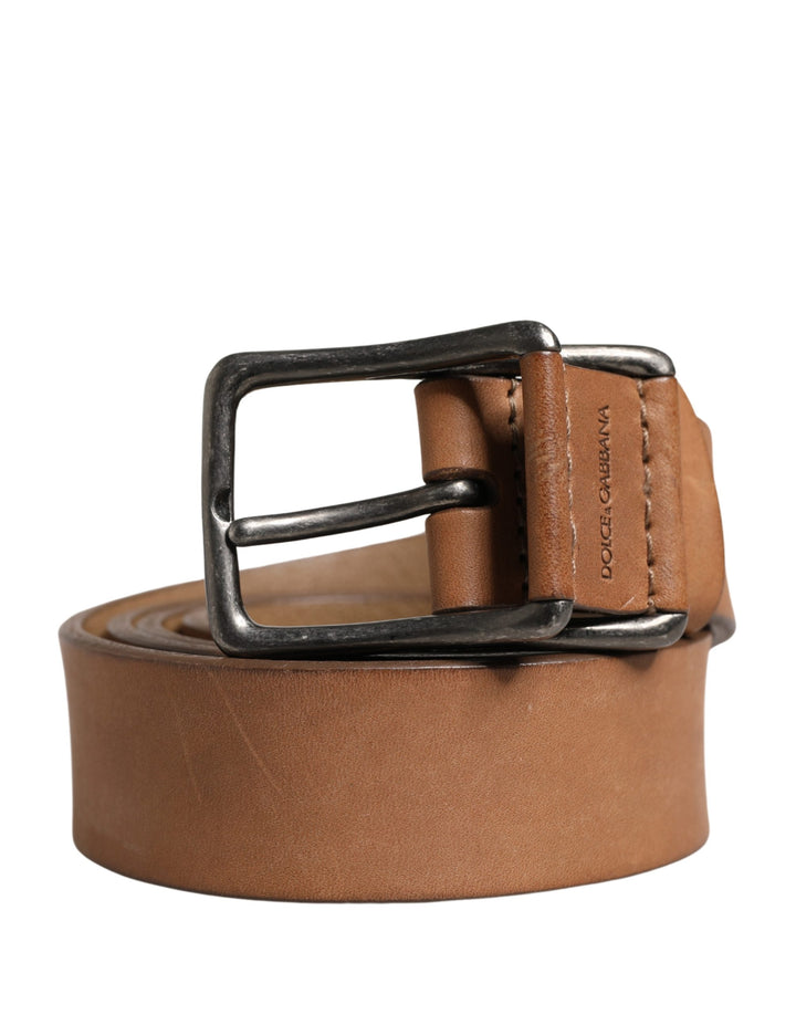 Dolce &amp; Gabbana Men Brown Leather Classic Metal Buckle Belt