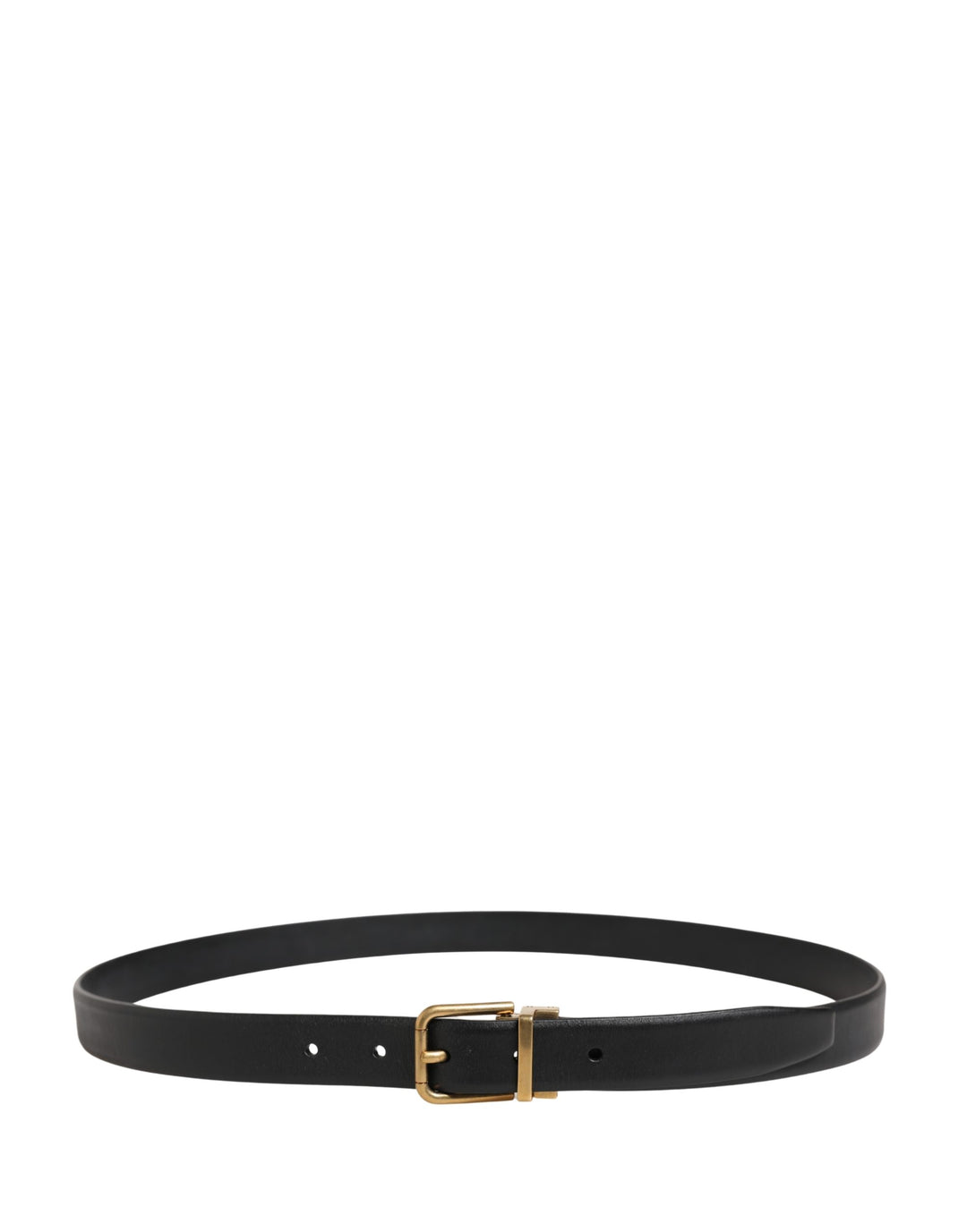 Dolce &amp; Gabbana Men Black Classic Leather Metal Buckle Belt