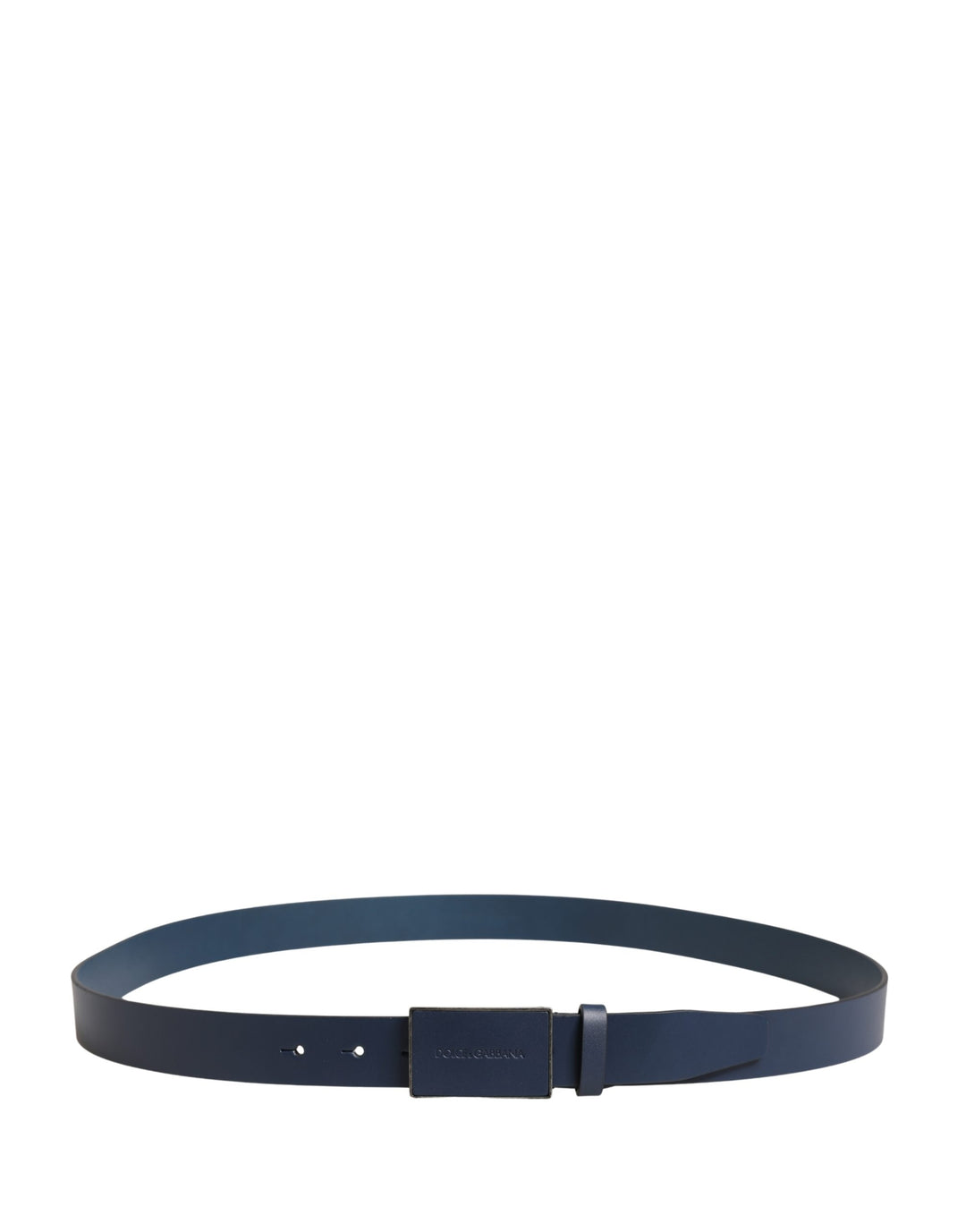 Dolce &amp; Gabbana Men Blue Calf Leather Logo Metal Buckle Belt