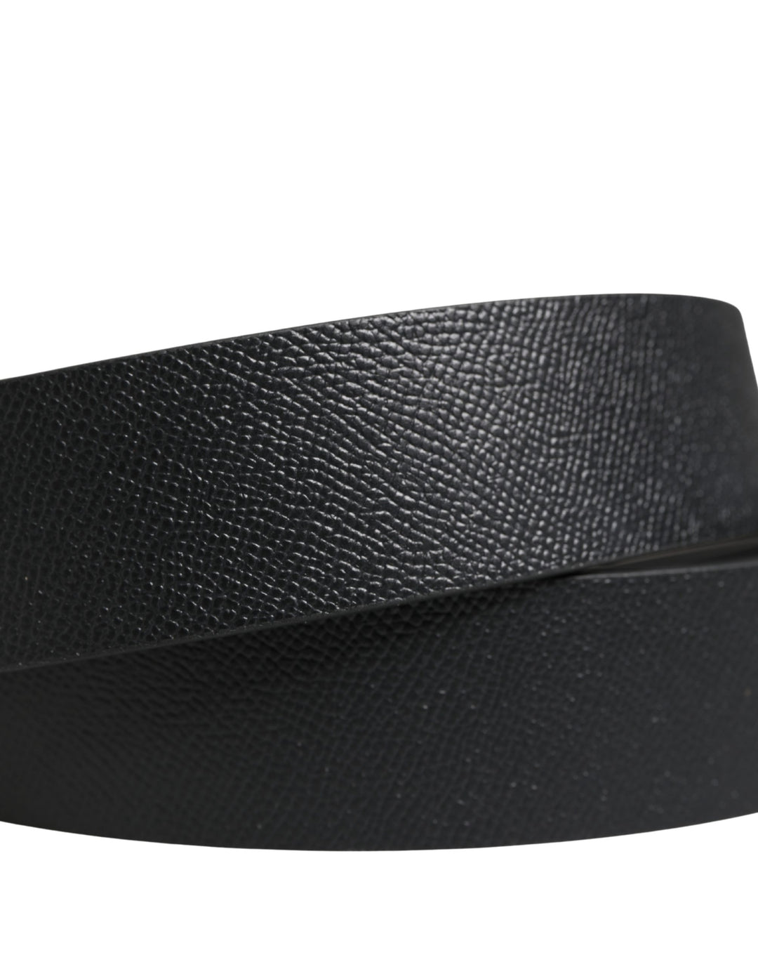 Dolce &amp; Gabbana Men Black Classic Leather Metal Buckle Belt