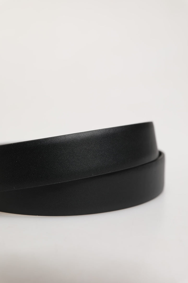 Dolce &amp; Gabbana Men Black Classic Leather Metal Buckle Belt