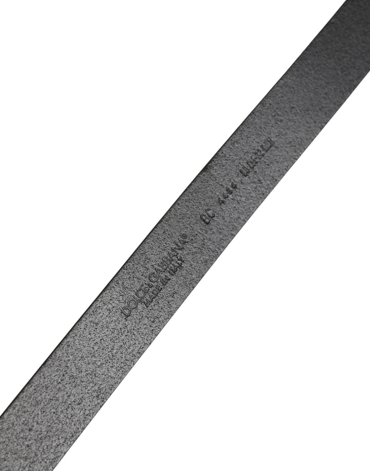 Dolce &amp; Gabbana Men Black Classic Leather Metal Buckle Belt