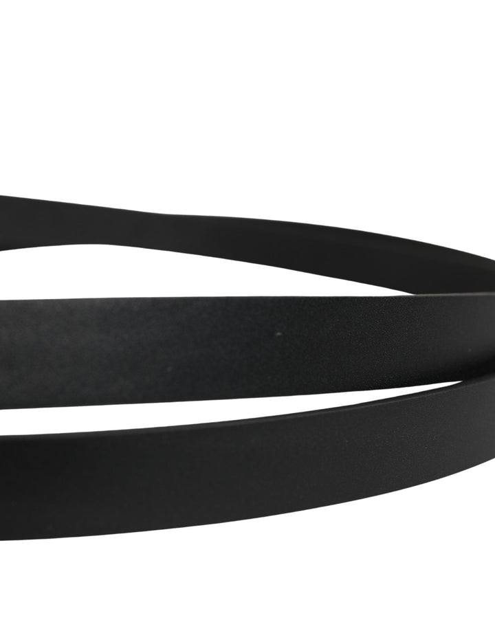 Dolce &amp; Gabbana Men Black Leather Classic Metal Buckle Belt