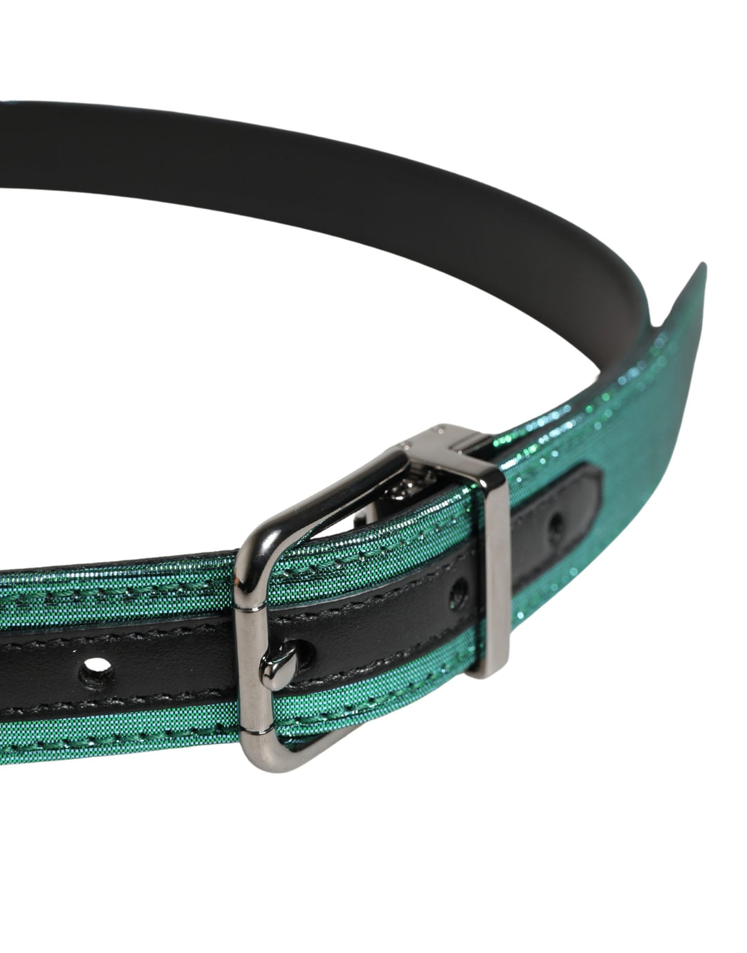 Dolce &amp; Gabbana Men Green Lurex Polyester Metal Buckle Belt