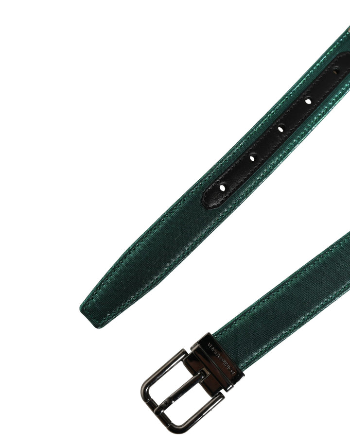 Dolce &amp; Gabbana Men Green Lurex Polyester Metal Buckle Belt