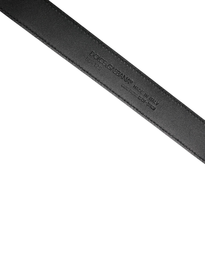 Dolce &amp; Gabbana Men Black Exotic Leather Logo Buckle Belt
