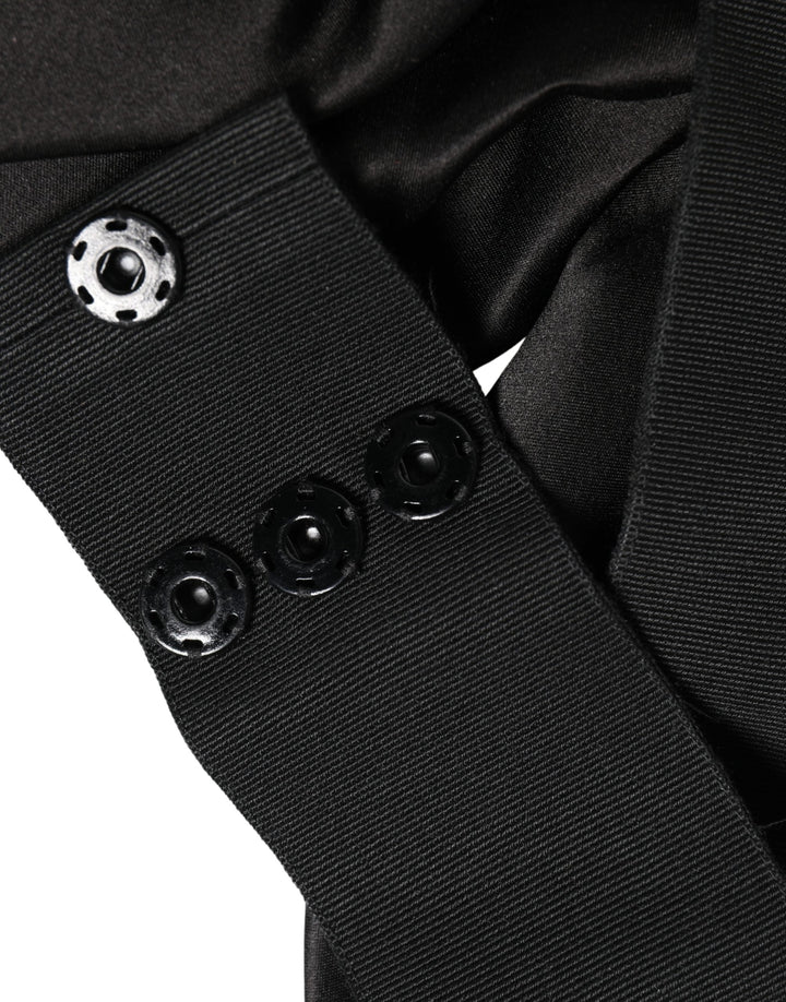Dolce &amp; Gabbana Black Silk Satin Sash Wide Waist Women Belt
