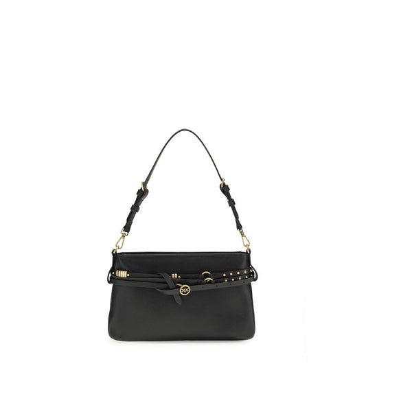 PINKO - Black Calf Leather Bos Taurus Shoulder Bag