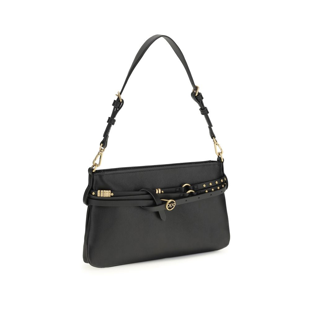 PINKO - Black Calf Leather Bos Taurus Shoulder Bag