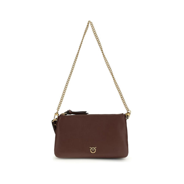 PINKO - Brown Calf Leather Bos Taurus Shoulder Bag