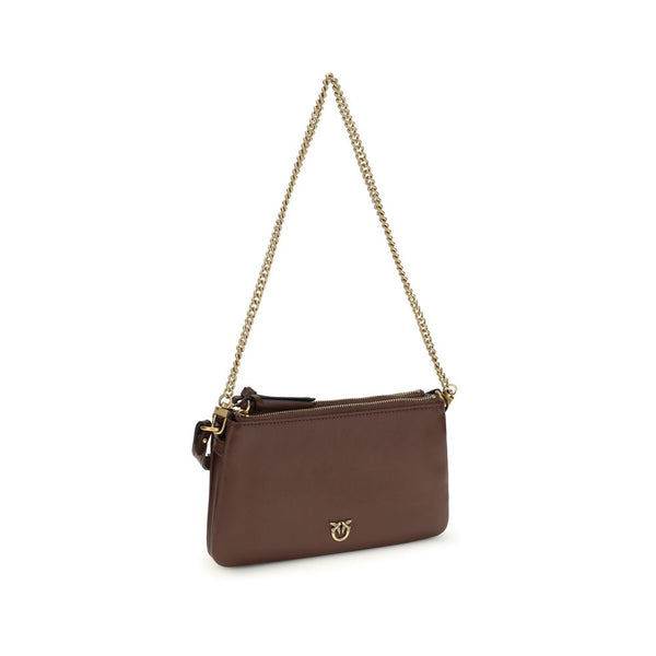 PINKO - Brown Calf Leather Bos Taurus Shoulder Bag