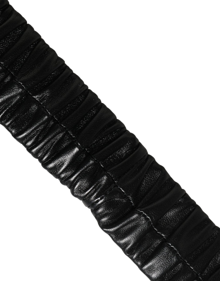 Dolce &amp; Gabbana Black Leather Gold Heart Metal Buckle Belt