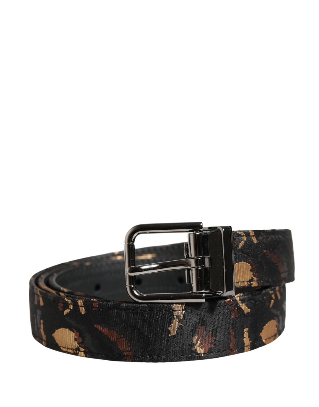 Dolce &amp; Gabbana Multicolor Jacquard Silver Metal Buckle Belt