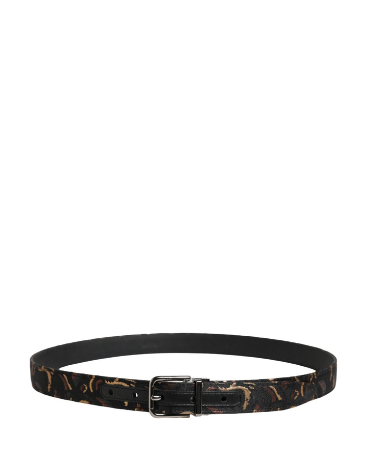 Dolce &amp; Gabbana Multicolor Jacquard Silver Metal Buckle Belt