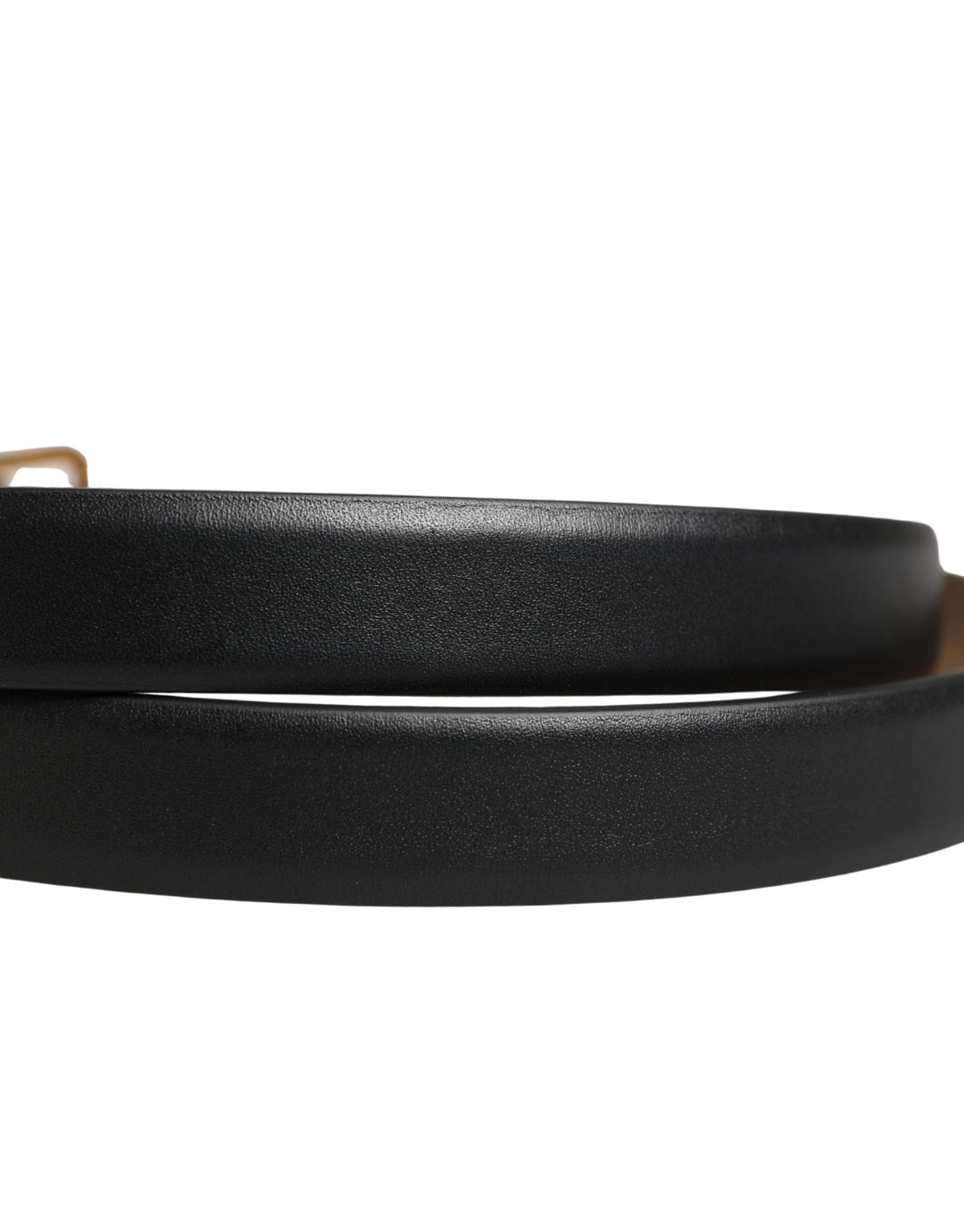 Dolce &amp; Gabbana Black Classic Leather Gold Metal Buckle Belt