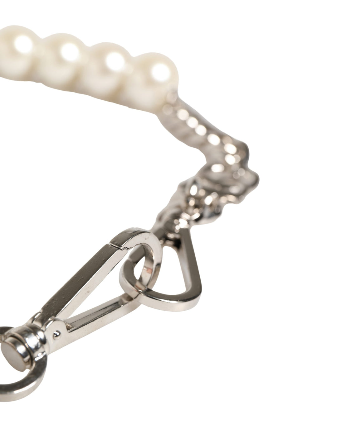 Dolce &amp; Gabbana Black Leather Silver Chain Bag Accessory Shoulder Strap