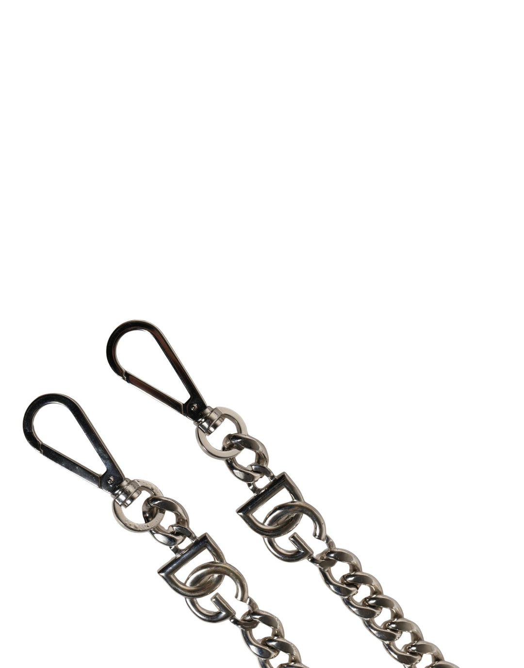 Dolce &amp; Gabbana Black Leather Silver Chain Bag Accessory Shoulder Strap
