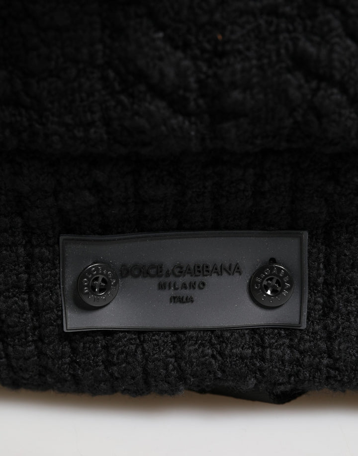 Dolce &amp; Gabbana Black Tricot Wool Blend Duffel Backpack Travel Borse Bag