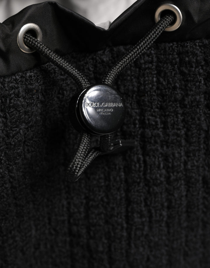 Dolce &amp; Gabbana Black Tricot Wool Blend Duffel Backpack Travel Borse Bag