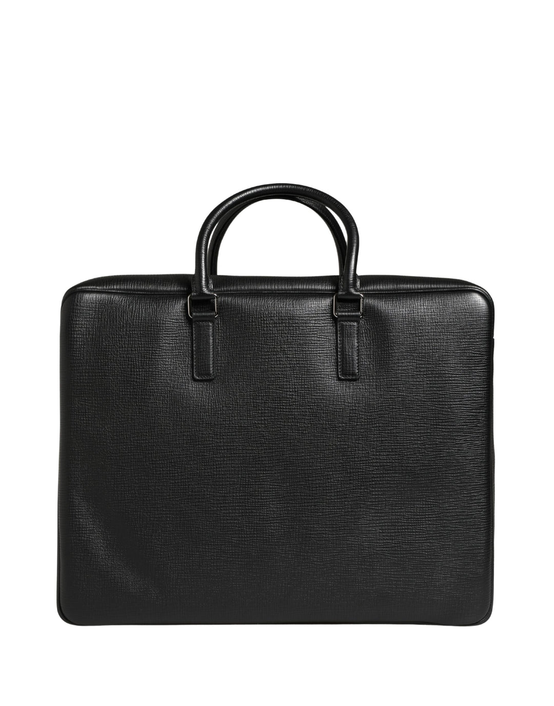 Dolce &amp; Gabbana Black Car Man Applique Leather Weekender Borse Bag