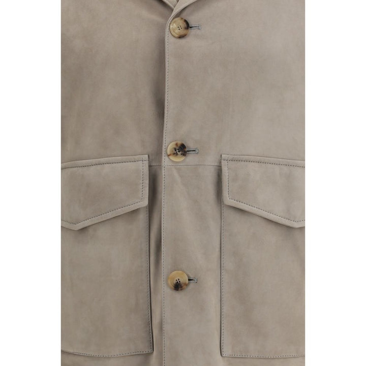 Brunello Cucinelli Bicolor Calf Leather Bos Taurus Leather Jacket
