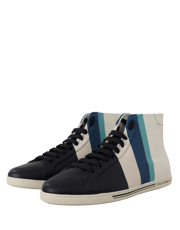 Dolce &amp; Gabbana Multicolor Leather Mid Top Sneakers Shoes