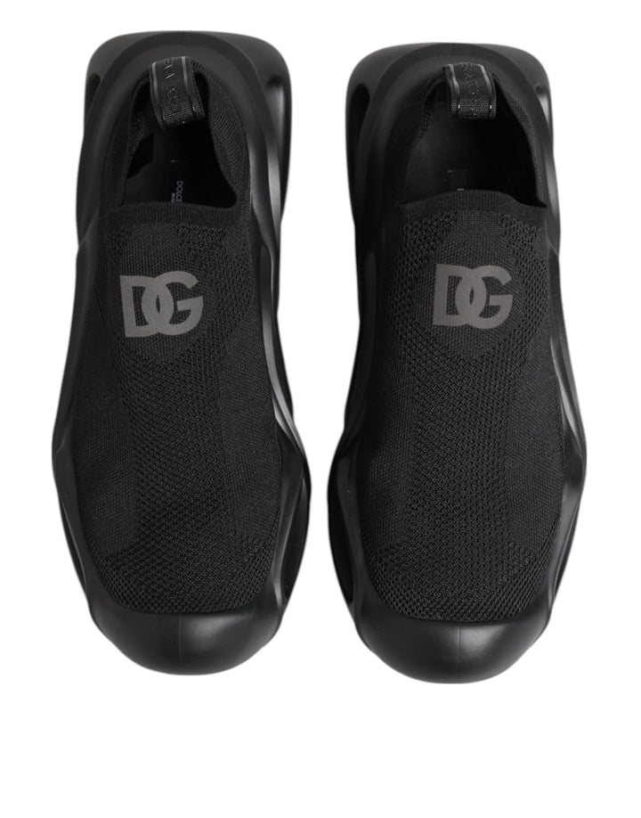 Dolce &amp; Gabbana Black Slip On Wave Low Top Sneakers Shoes