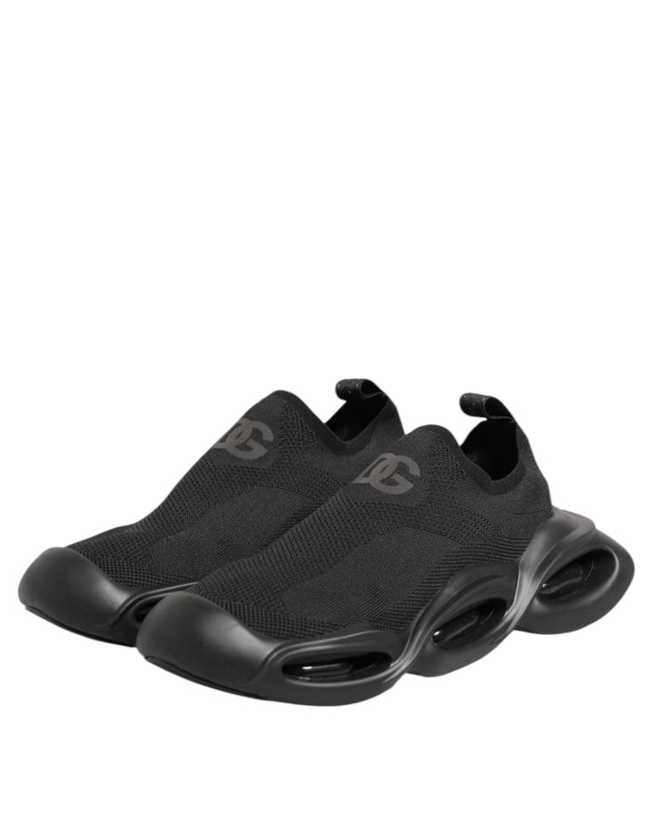 Dolce &amp; Gabbana Black Slip On Wave Low Top Sneakers Shoes